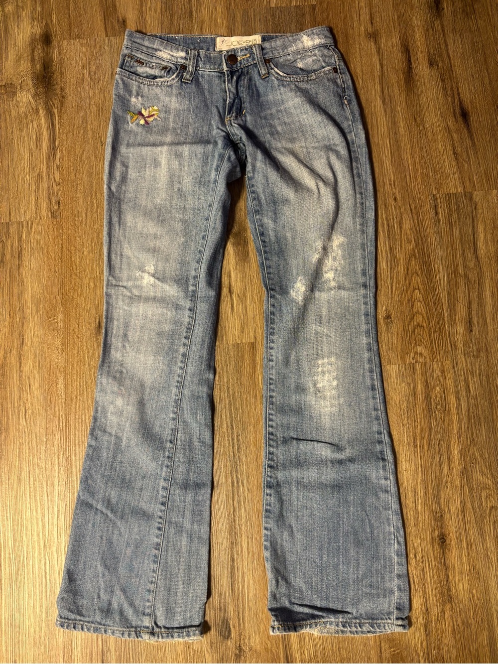 Joe's Jeans Light Blue Flare Jeans with Embroidered Butterfly